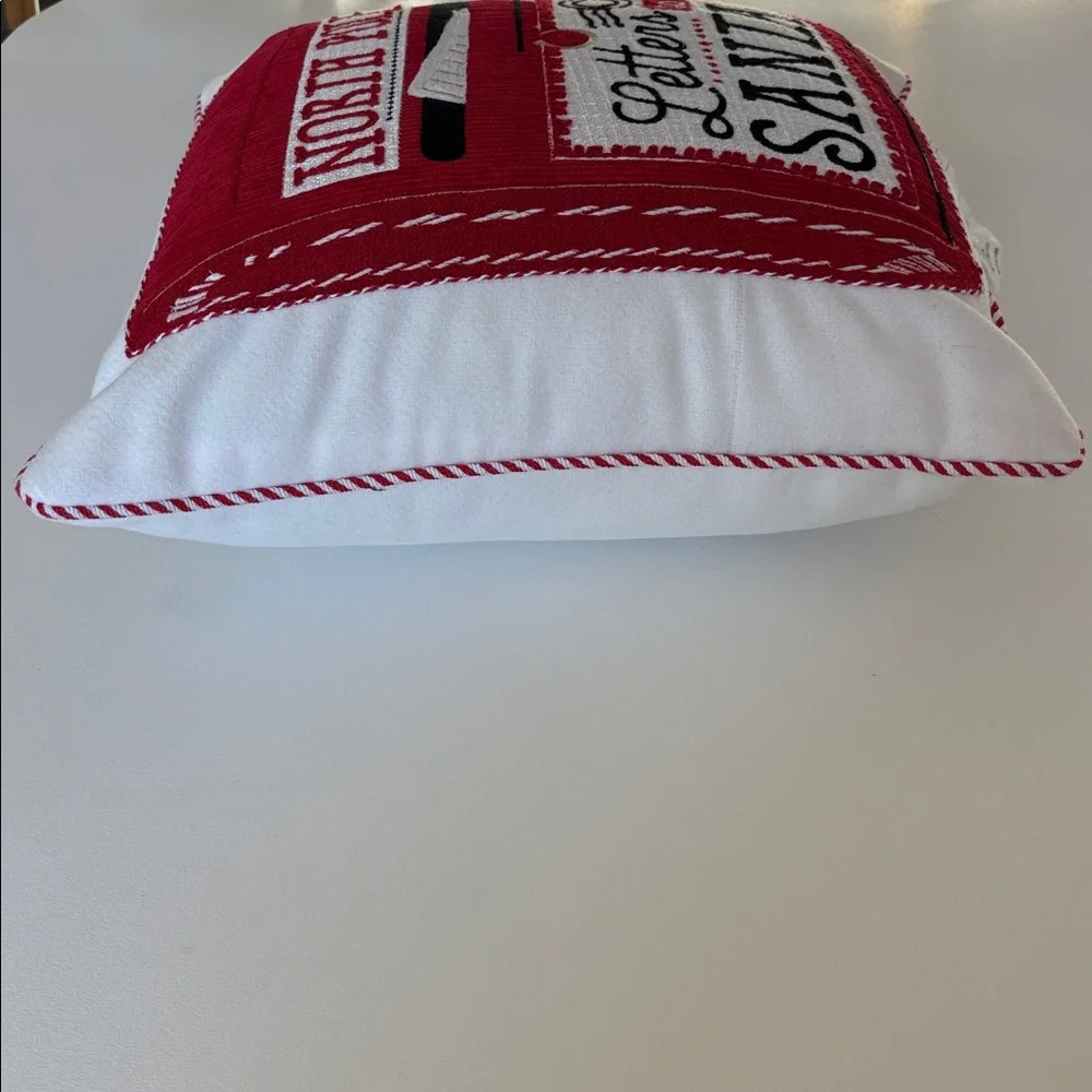 NWOT North Pole Letters to Santa Pillow Christmas Decor Holiday Gift Red White